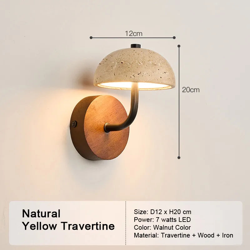 Retro LED Wall Lamp – Natural Yellow Travertine Stone Light