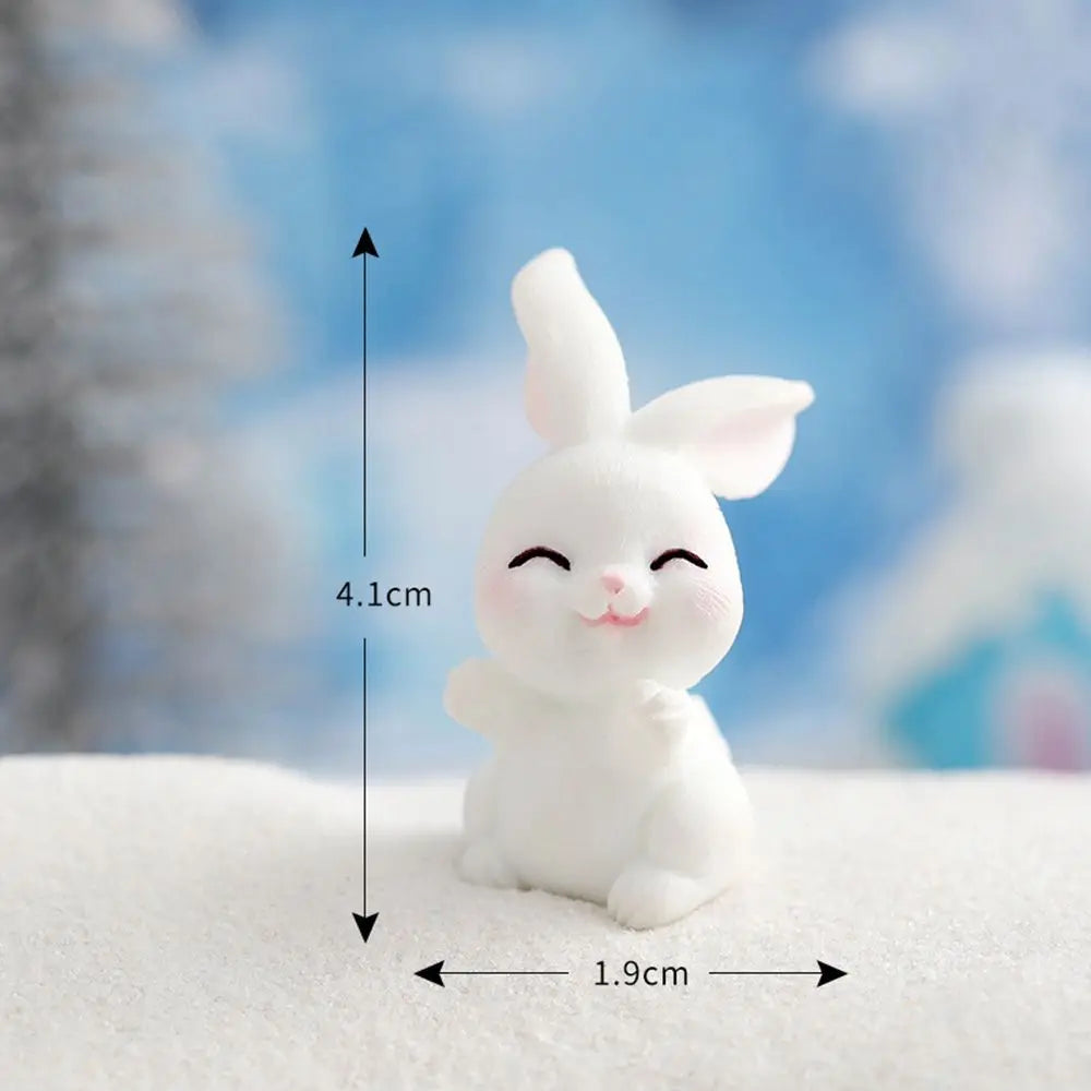 Snowman Bunny Miniature Figurine – Christmas Micro Landscape Décor