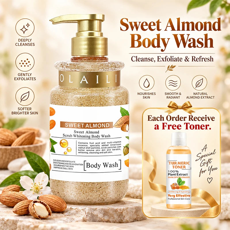 Sweet Almond Body Scrub Shower Gel 500ml – Exfoliating Body Wash