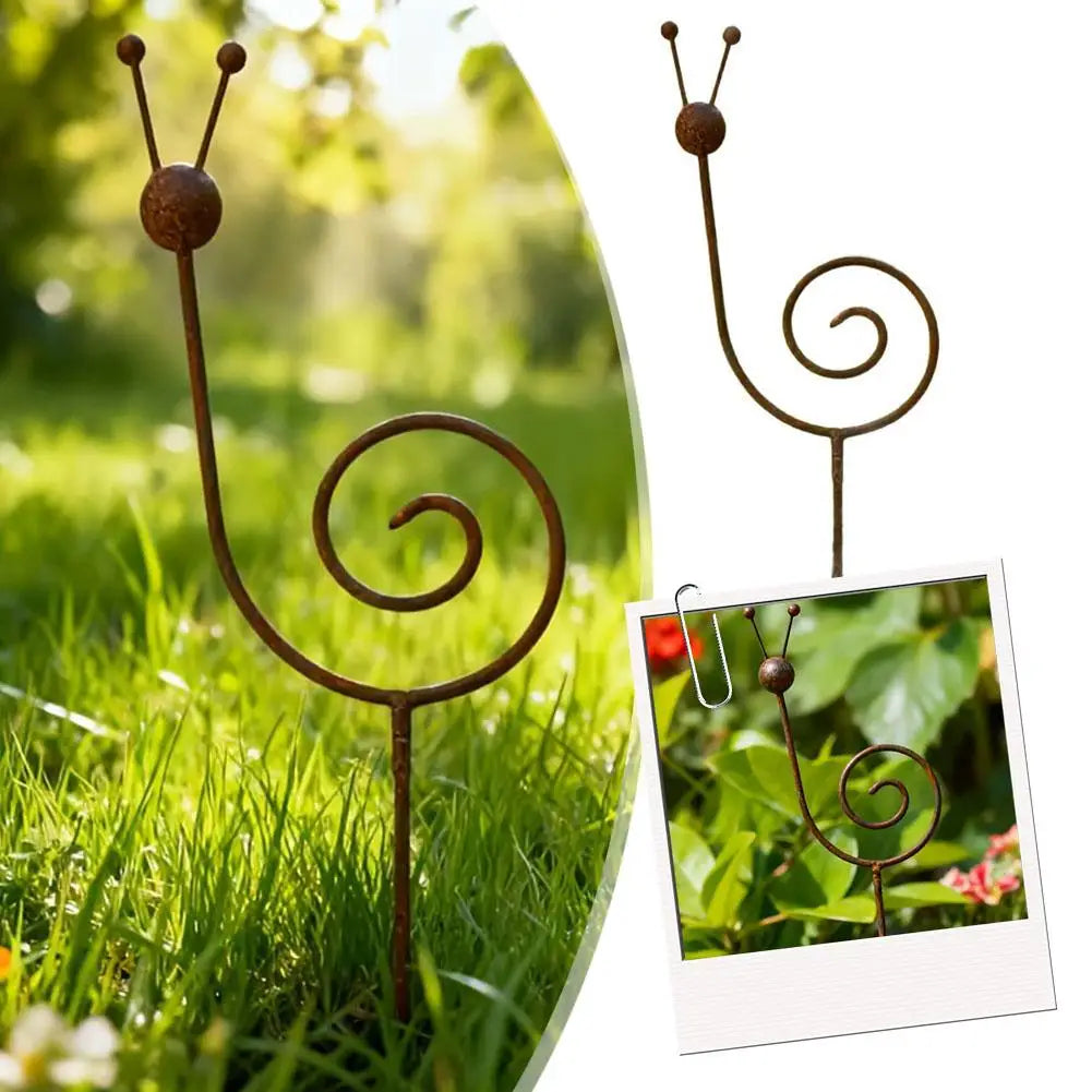 Rustic Metal Snail Garden Stake – Wrought Iron Outdoor Decor