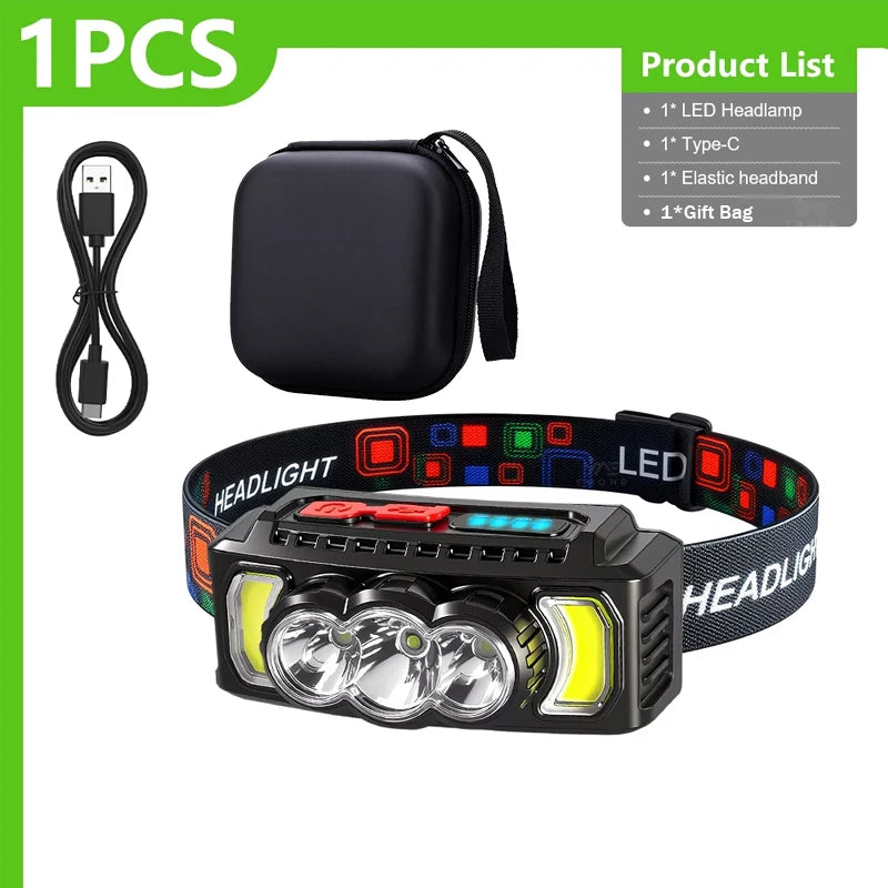 Rechargeable LED Headlamp 7 Modes Red Light IPX4 Waterproof