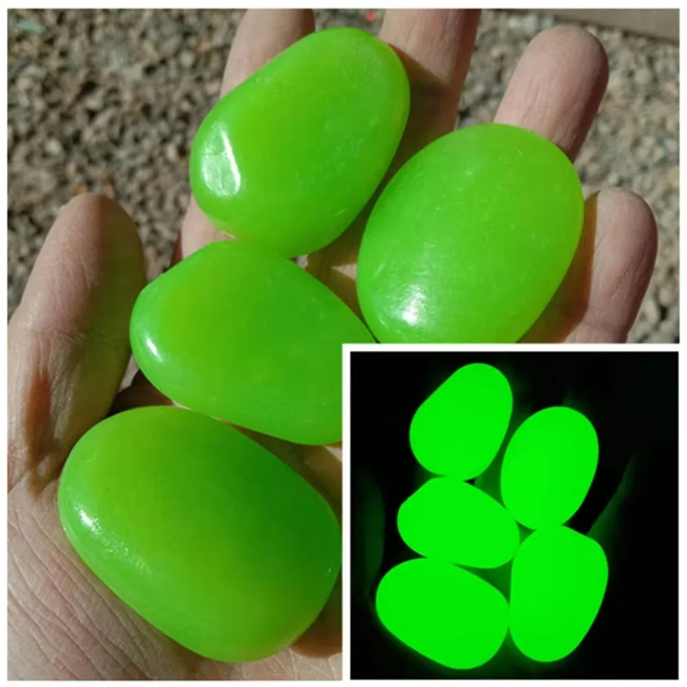 Glow in the Dark Garden Pebbles – 10 Resin Luminous Stones
