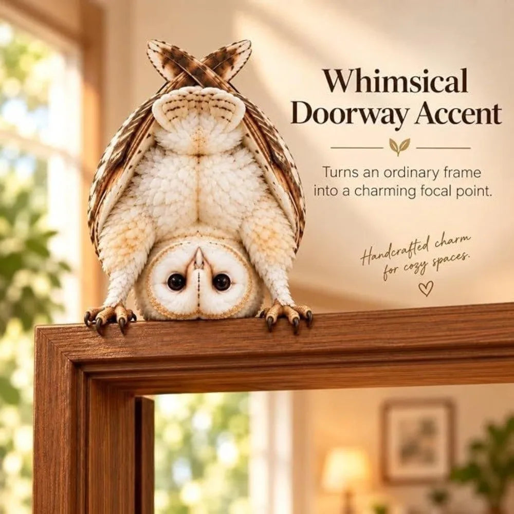 Wooden Owl Door Topper – 2D Flat Woodland Porch Corner Decor