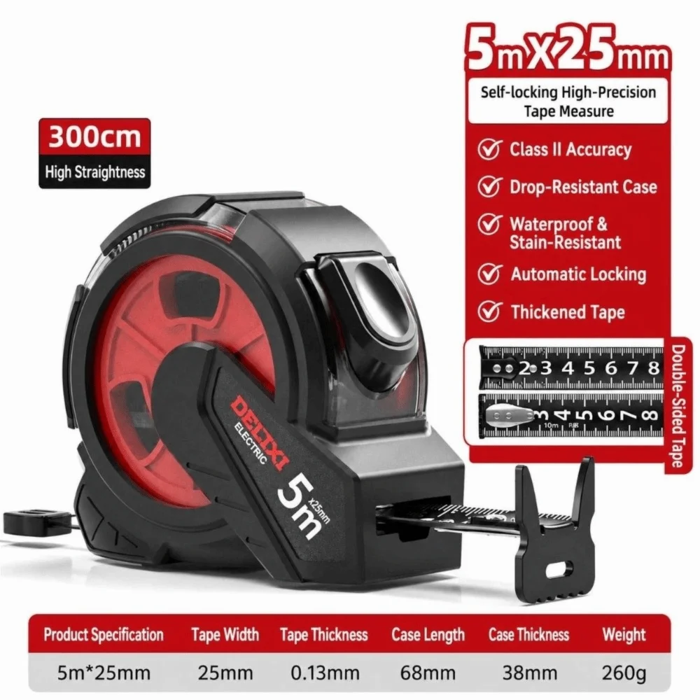 Steel Tape Measure Rubber Shell Double-Sided | 3M–10M