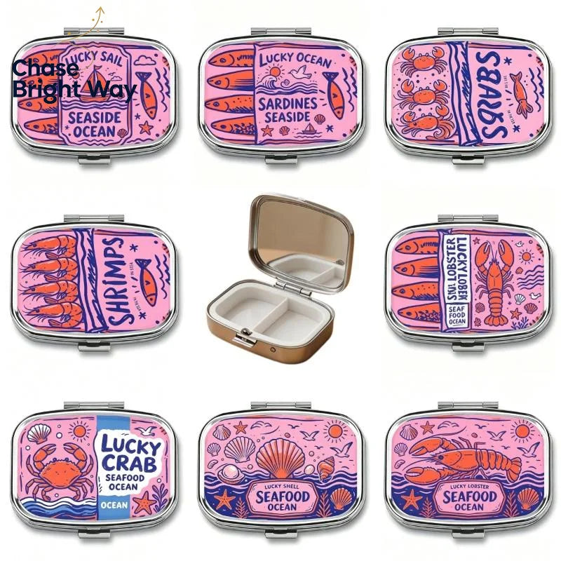 Vintage Sardines Metal Pill Box – 2-Compartment Fish Design