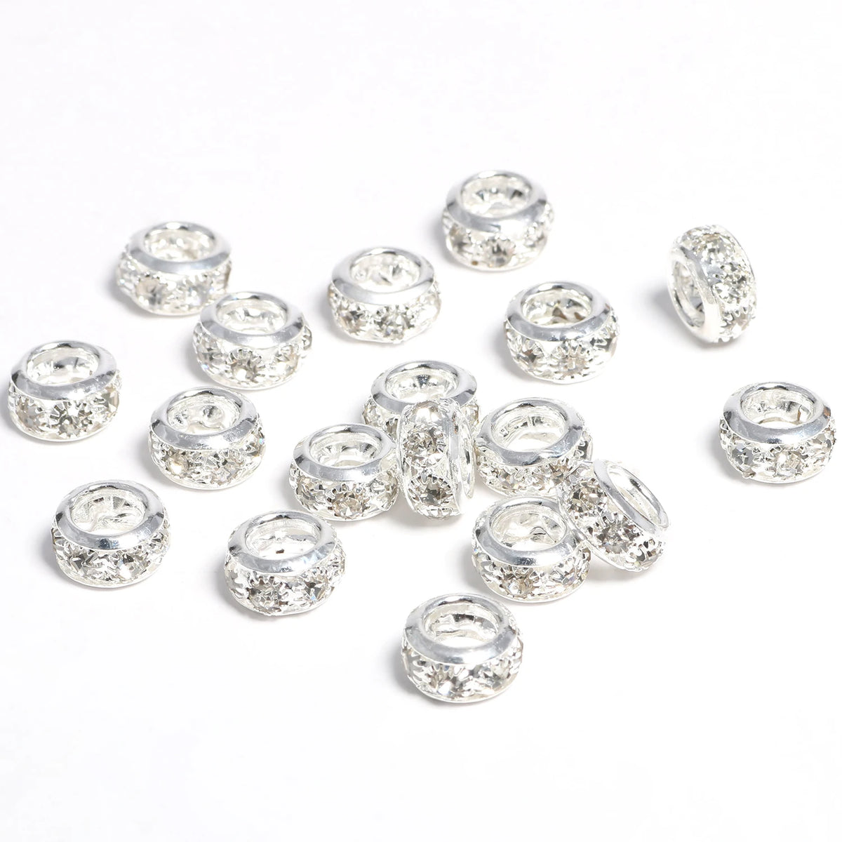 Rhinestone Copper Spacer Beads – Big Hole Rondelle DIY Jewelry