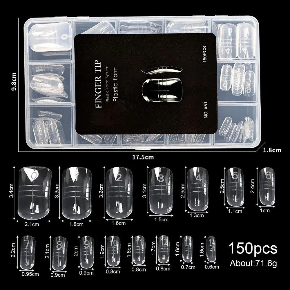 Gel Dual Nail Forms 70/140/150Pcs – 14 Sizes Reusable Molds