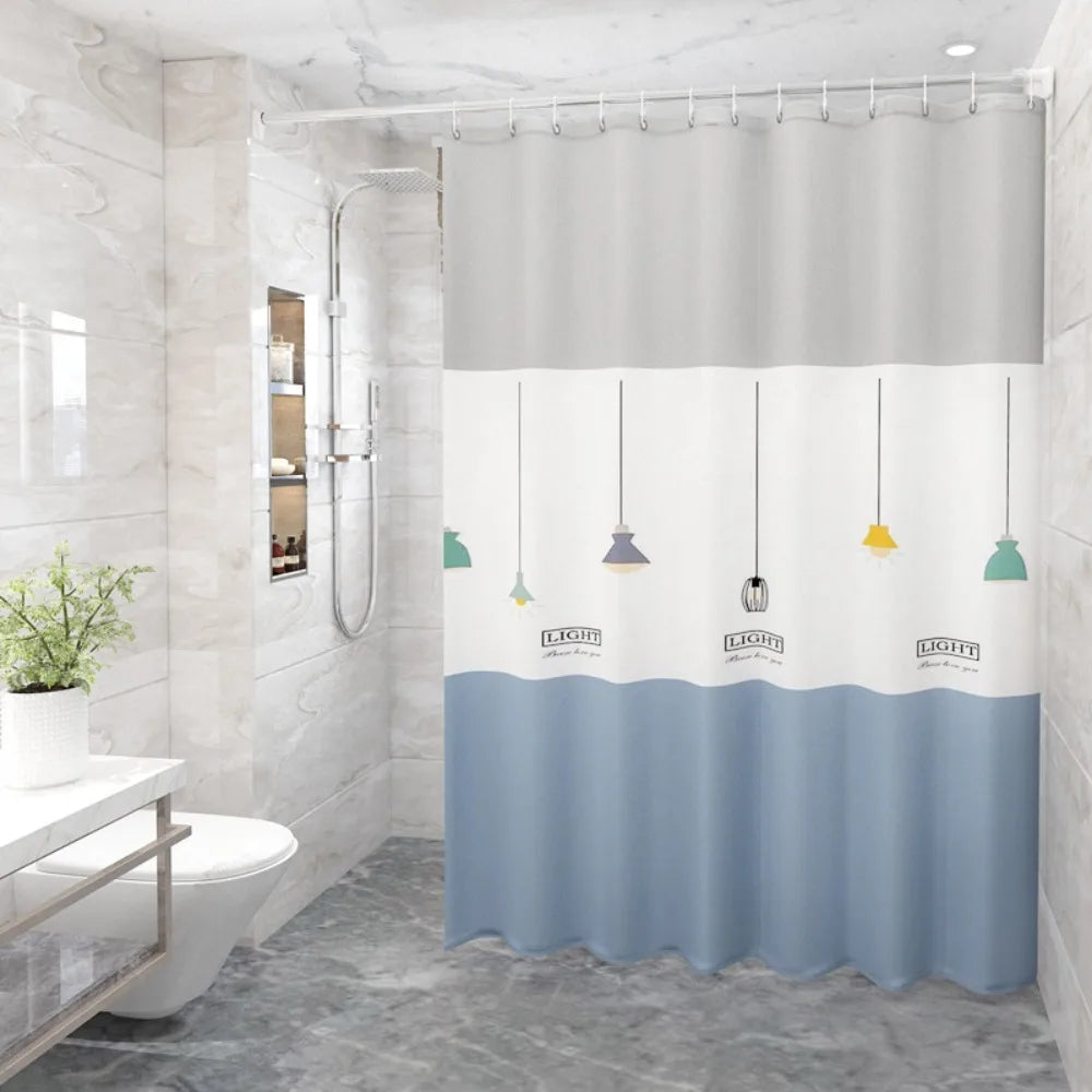 Waterproof Printed Shower Curtain with Hooks – PVC Polyester