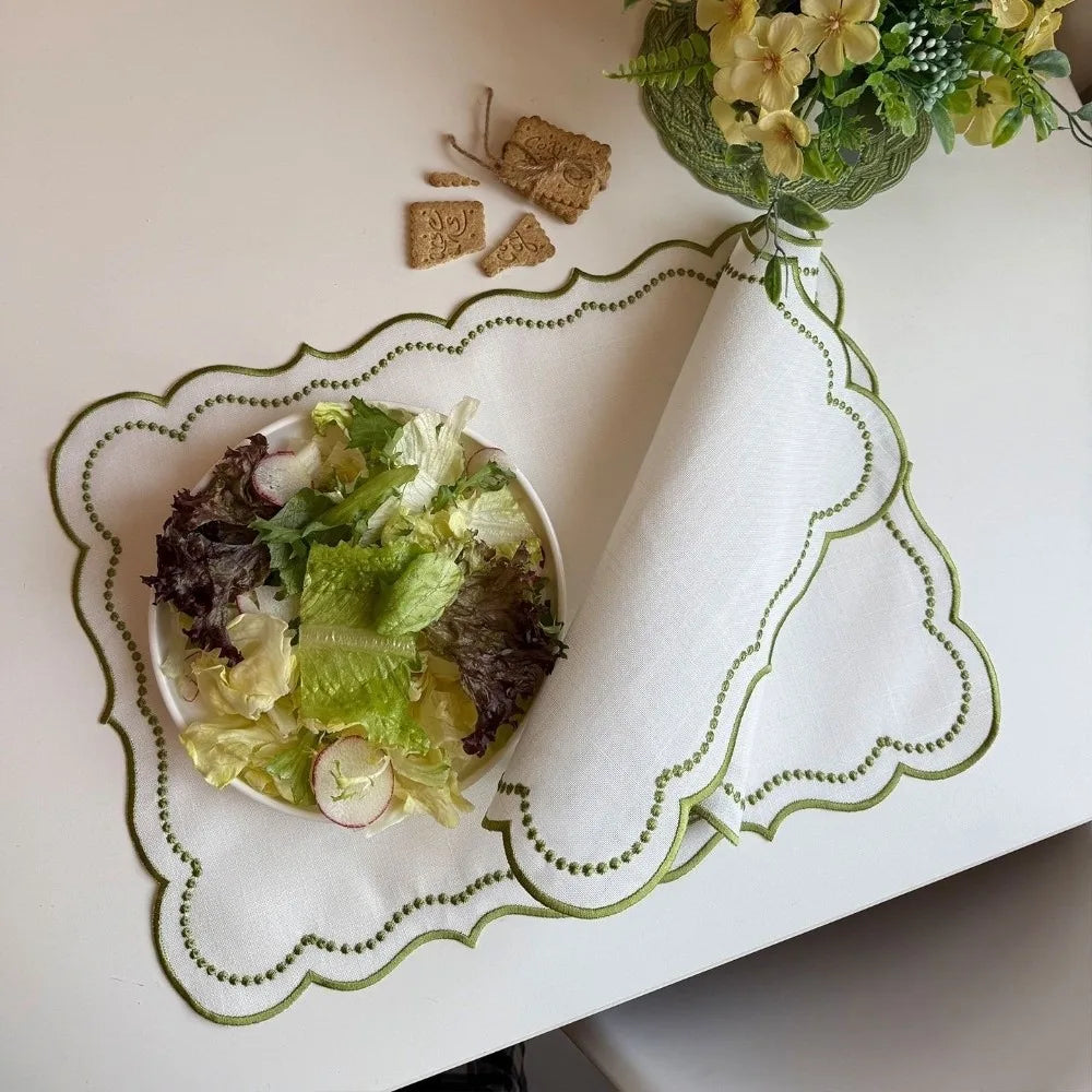 Vintage Embroidered Lace Placemat – Washable Table Mat 45×32cm
