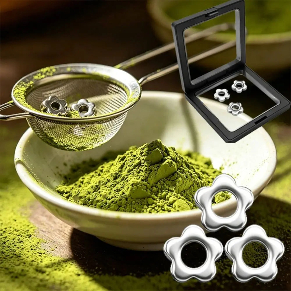 Stainless Steel Matcha Sifter Beads – Flower Shape 3–4 Pc Set