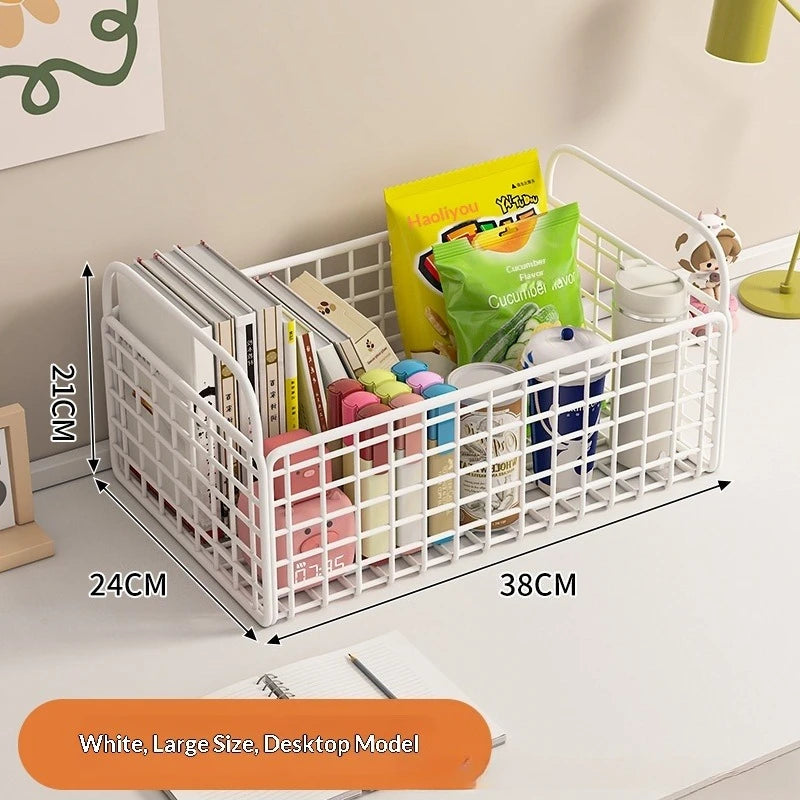 Under Desk Book Organizer – 360° Rotatable Metal Storage Box