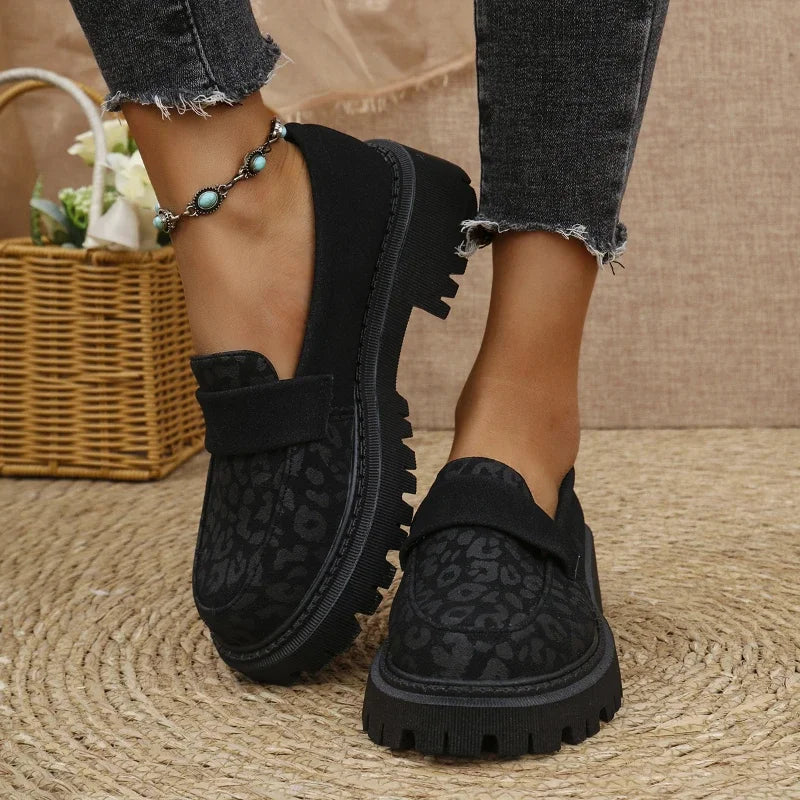 Women's Leopard Platform Loafers – Slip-On Soft Sole Shoes