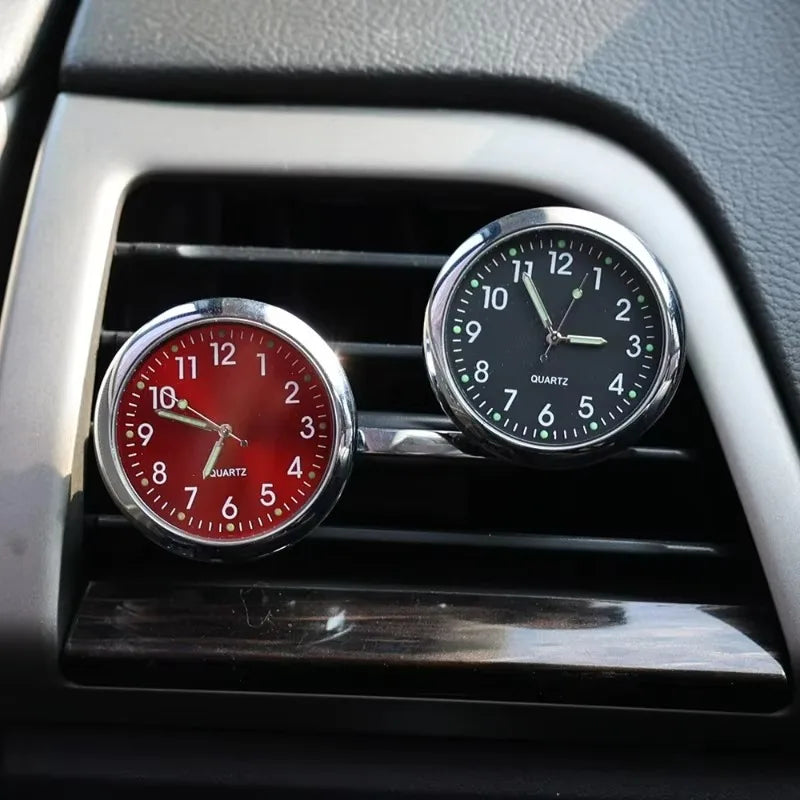Mini Luminous Quartz Car Clock – Stick-On & Air Vent Mount
