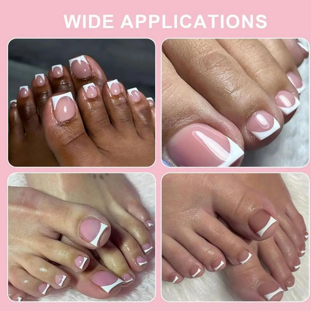 150-Piece Short Square Press-On Toenails – 15 Sizes, Nude & Pink