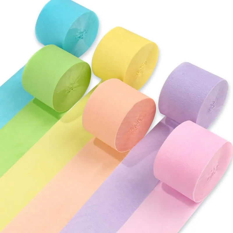Pastel Crepe Paper Streamers 6-Pack – 492 Ft Party Decorations
