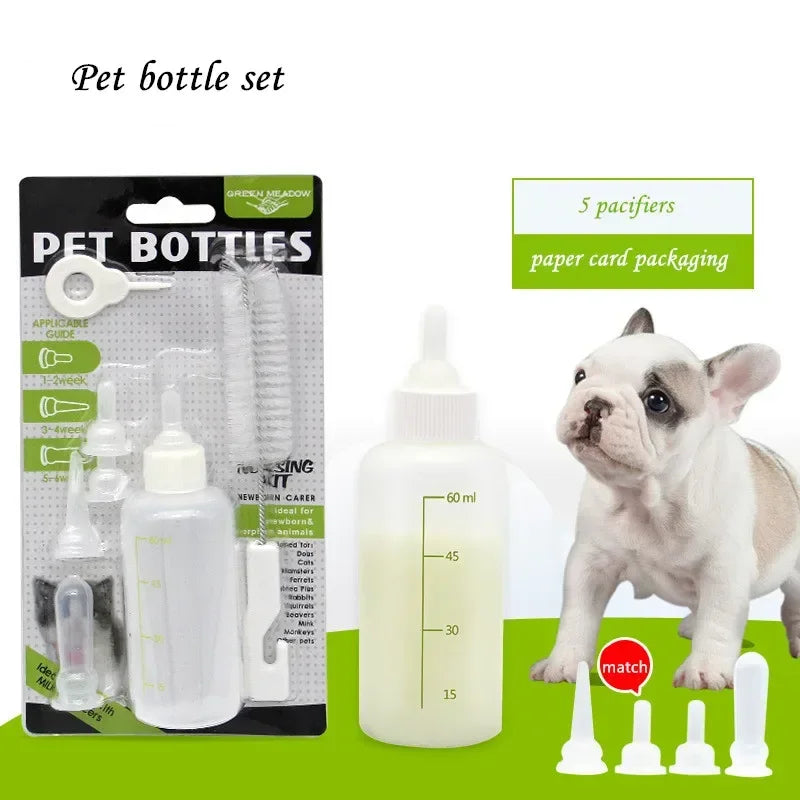 Puppy Kitten Nursing Bottle Set – Newborn Pet Milk Feeder Kit