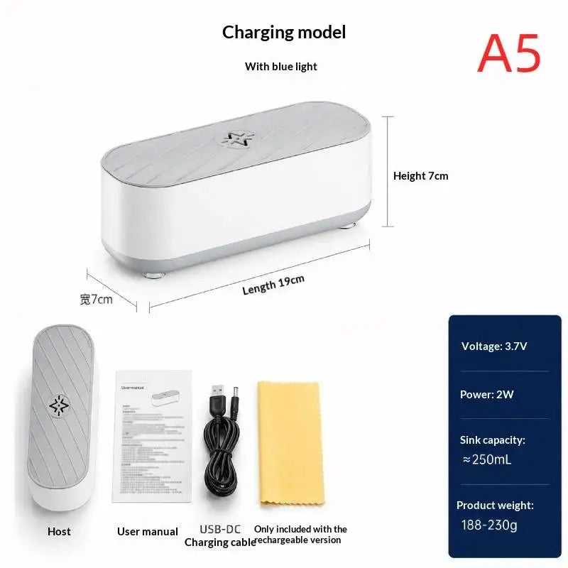 Portable Ultrasonic Eyeglass Cleaner – USB & Battery Mode