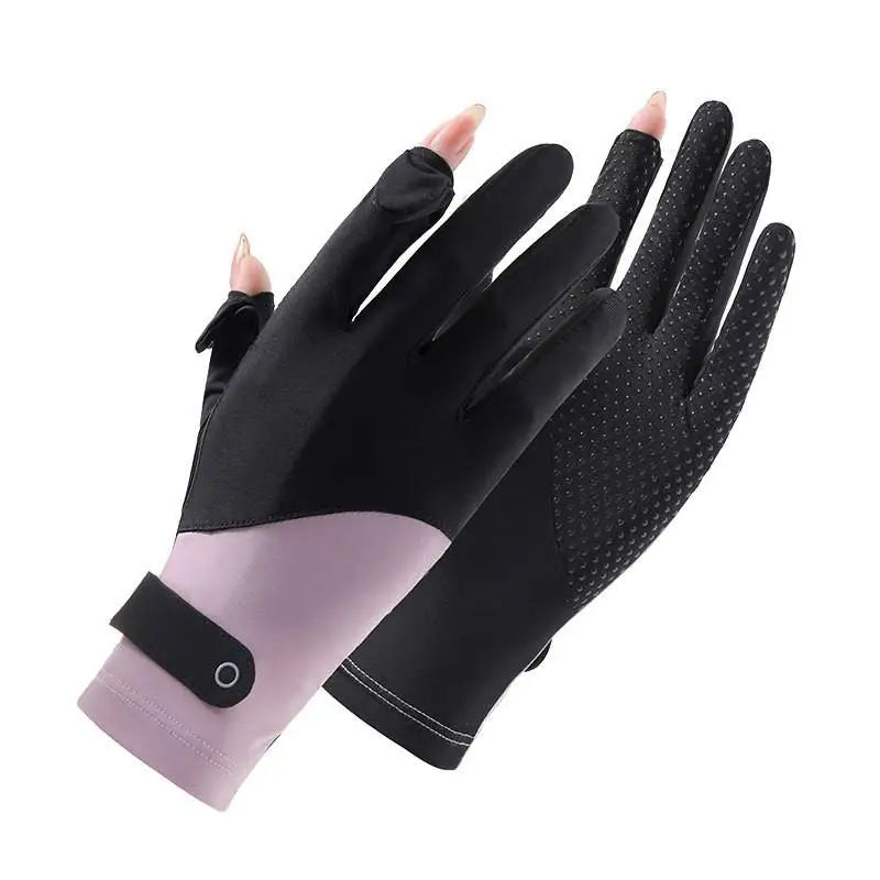 Women's UV Ice Silk Long Driving Gloves – Touchscreen Anti-Slip