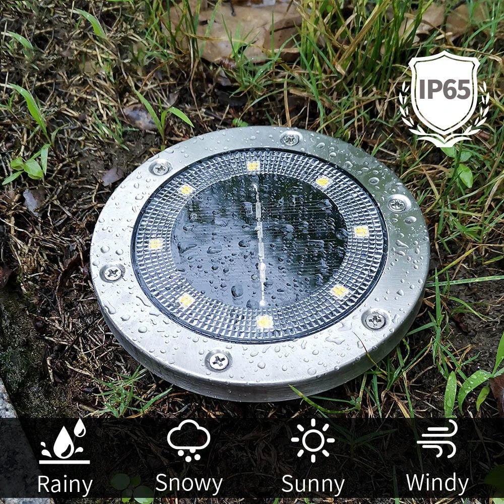 Solar LED In-Ground Garden Lights – IP65 Waterproof, 12 LEDs