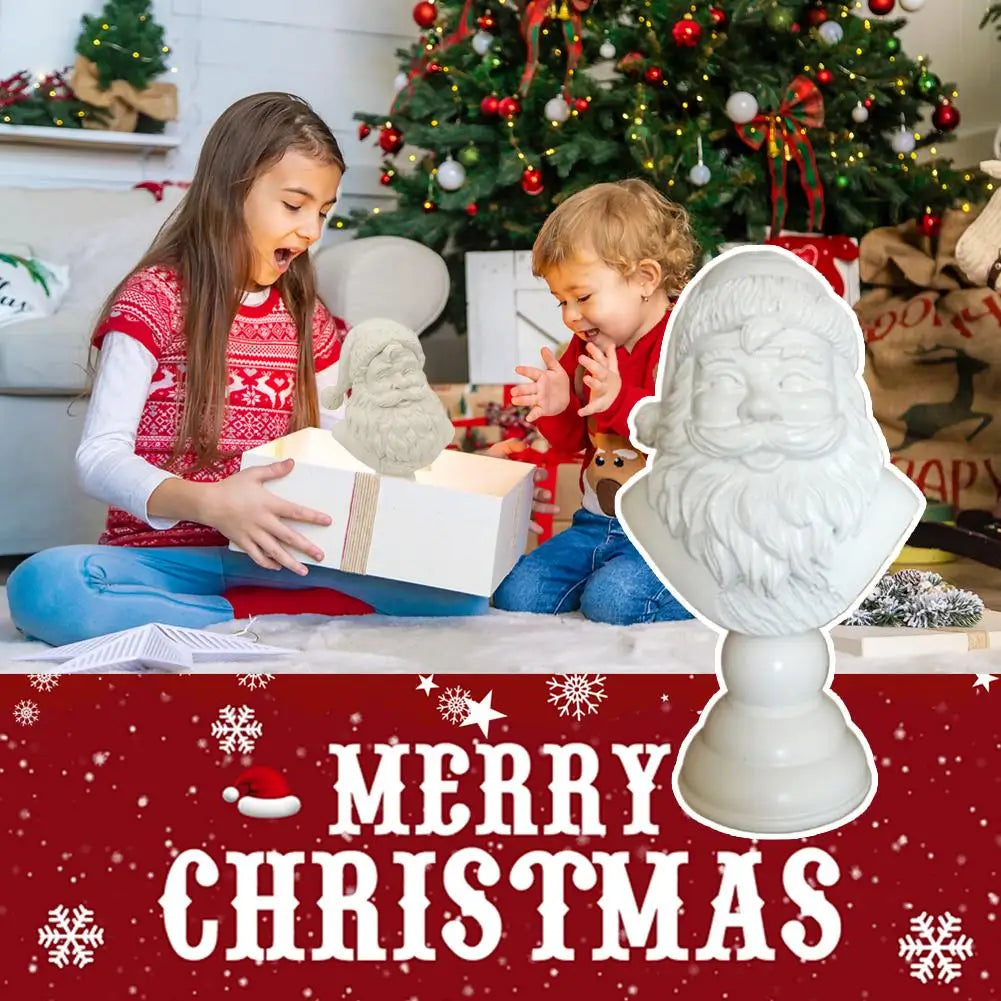White Resin Santa Claus Bust Figurine | Christmas Tabletop Décor