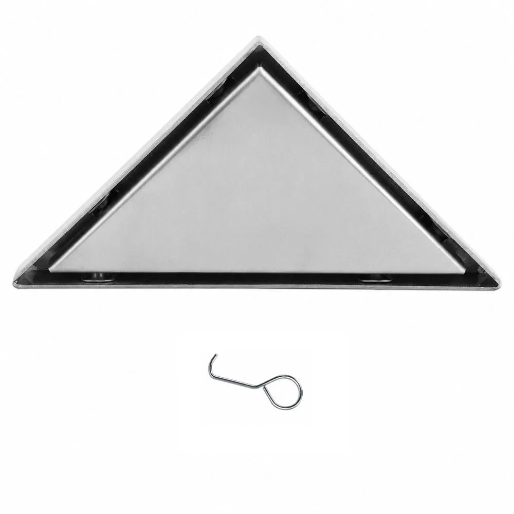 Triangular Corner Floor Drain – Deep Water Seal, Brushed Steel