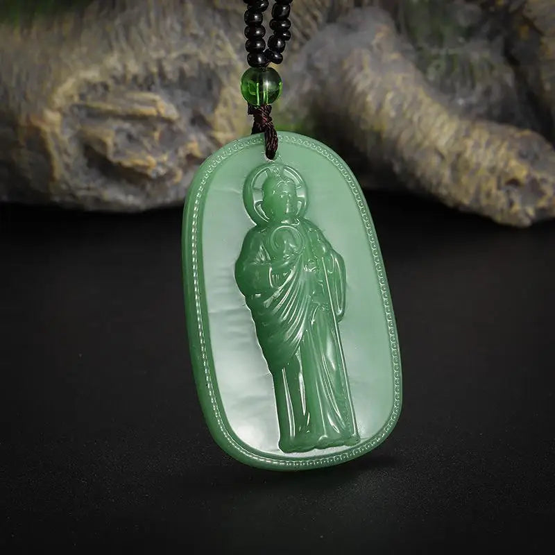 Imitation Jade Bodhisattva Pendant Necklace | Religious Gift
