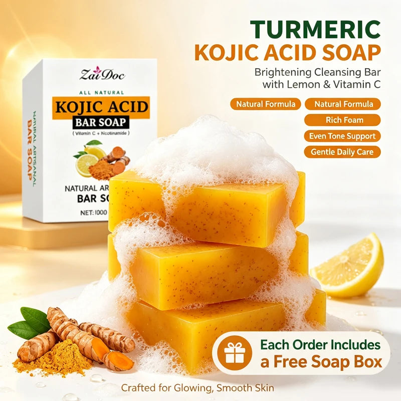 ZaiDoc Kojic Acid Turmeric Bar Soap – Brightening Body Cleanser