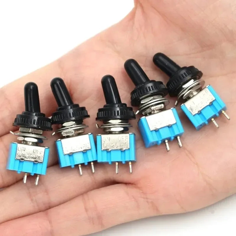 MT-S101 Mini Toggle Switch 2-Pin ON/OFF 3A 125VAC Waterproof Cap