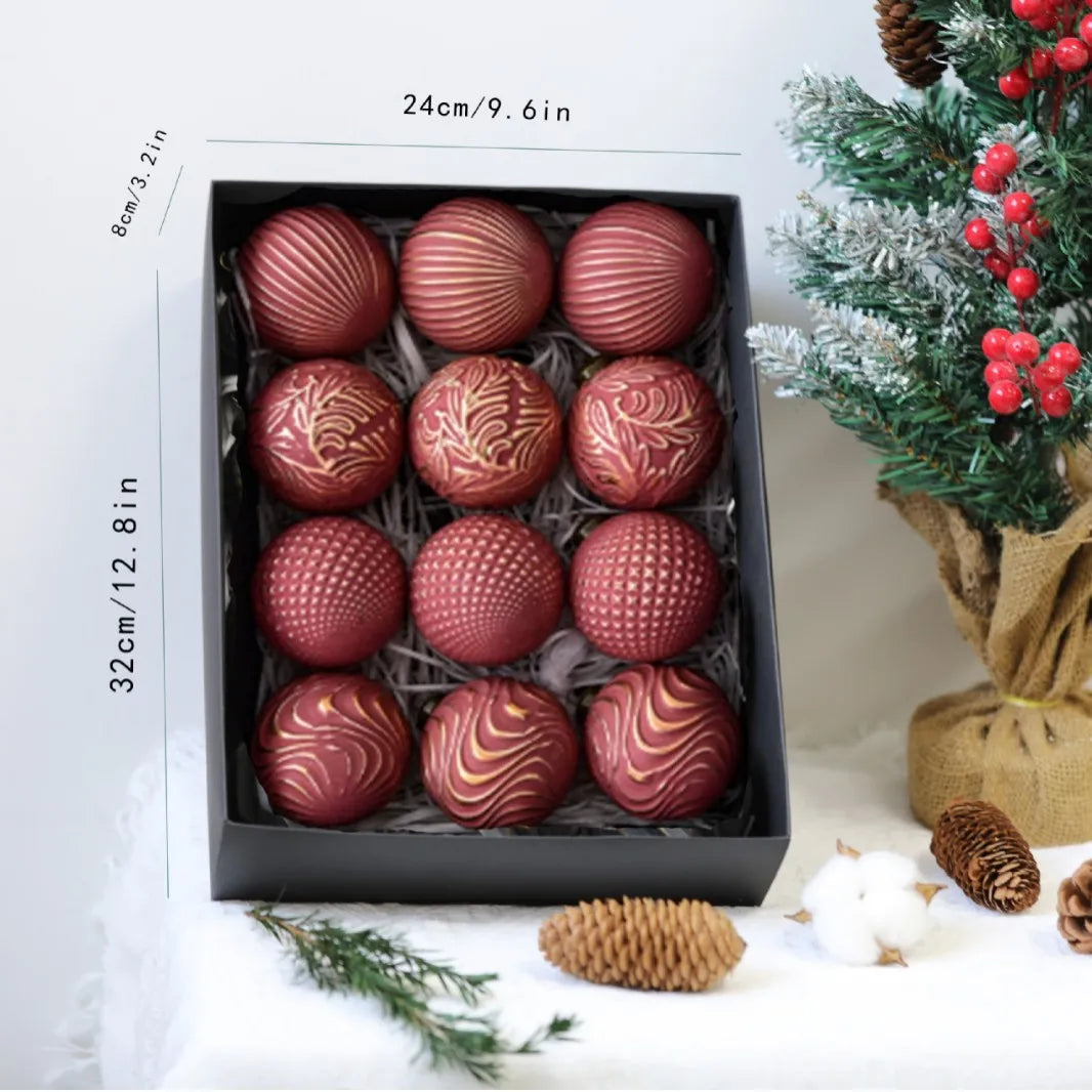 Shatterproof Christmas Ball Ornaments – 12 Pack 8cm Vintage Set