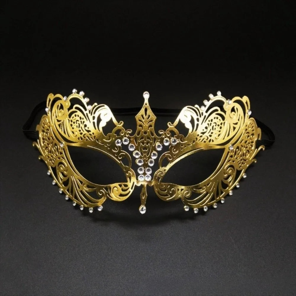 Vintage Lace Metal Masquerade Half Face Mask – Diamond Inlay