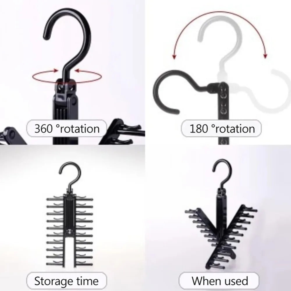 20-Row Tie Rack & Scarf Organizer | Space-Saving Closet Hanger