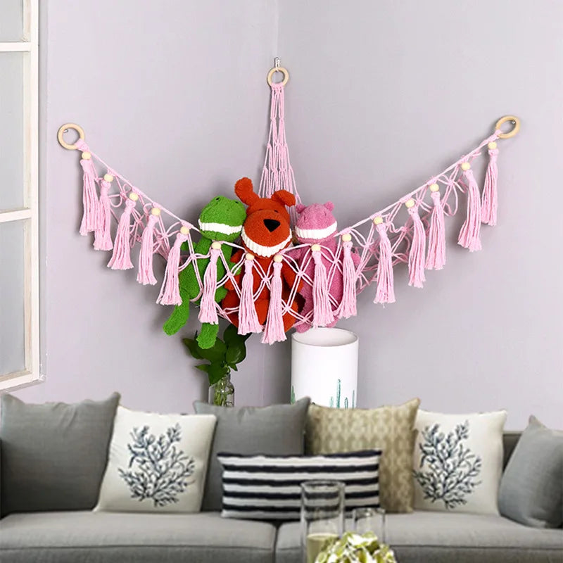 Triangle Toy Hammock Net – Kids Wall Corner Storage Organizer