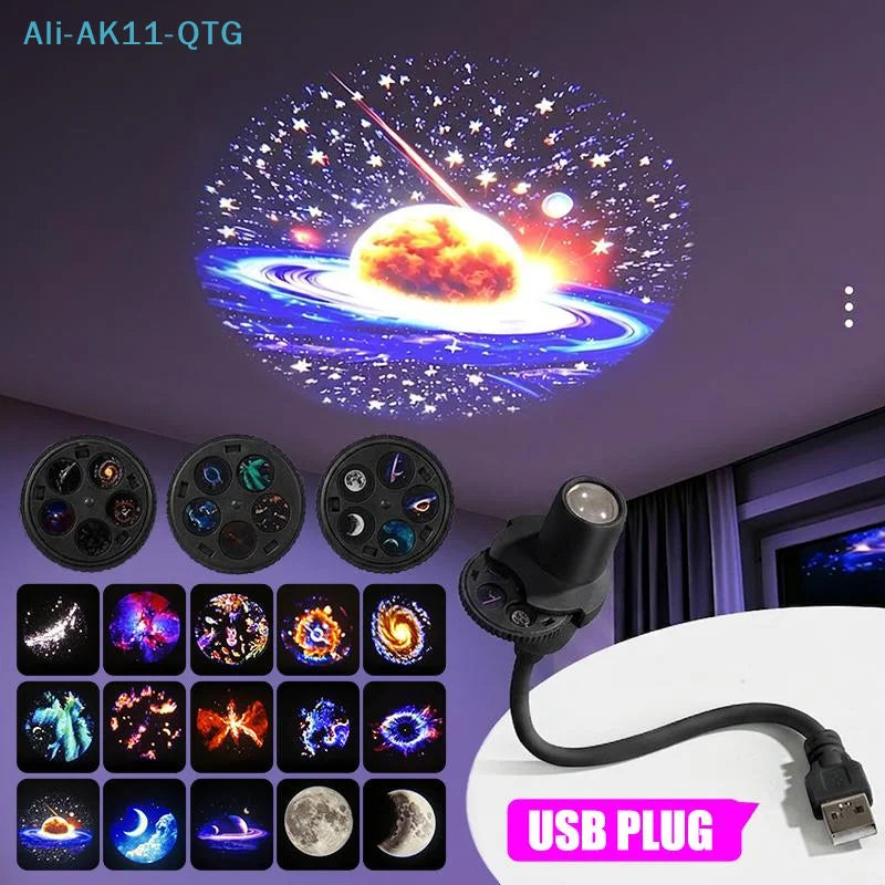 USB Galaxy Projector – Multi-Planet Patterns, Flexible Gooseneck