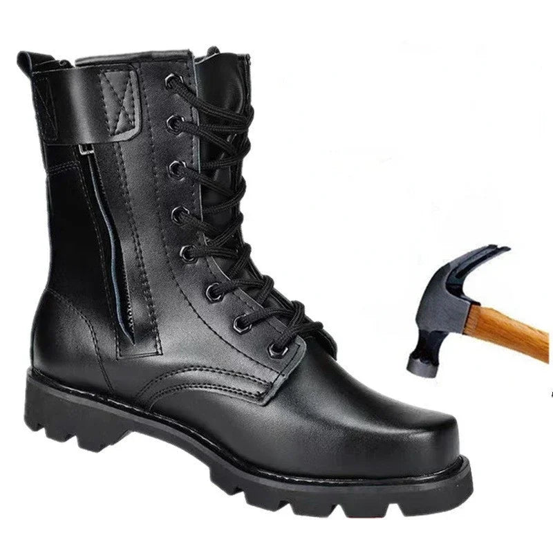 Men's Platform Work Safety Ankle Boots – Steel Toe, Non-Slip