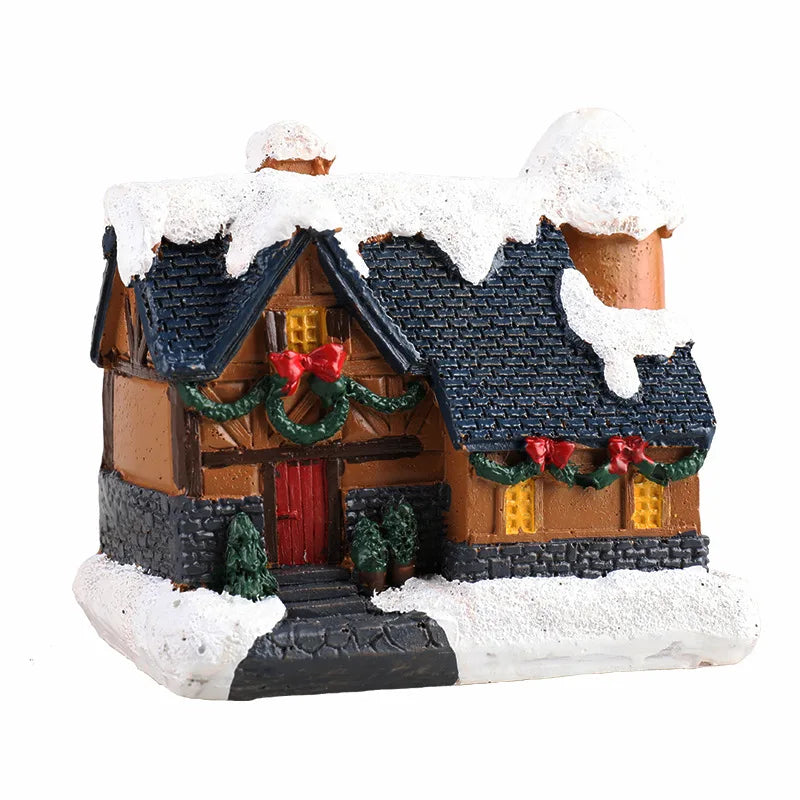 Resin Christmas Village House LED Ornament – 8 Styles