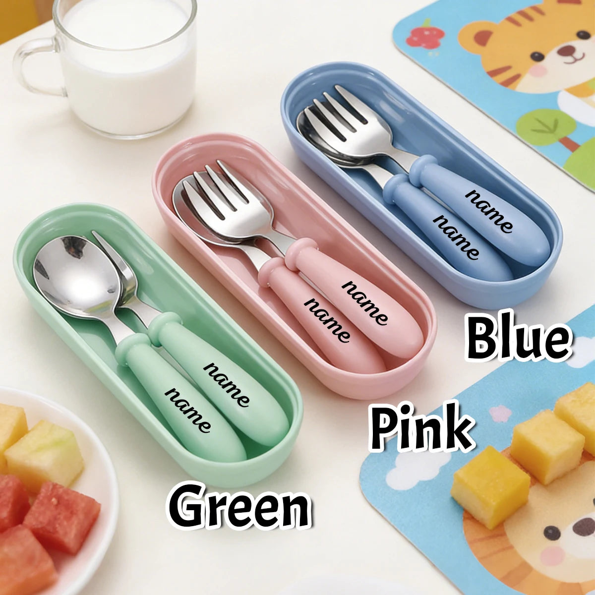 Personalized Baby Utensils – Engraved Stainless Steel Fork & Spoon