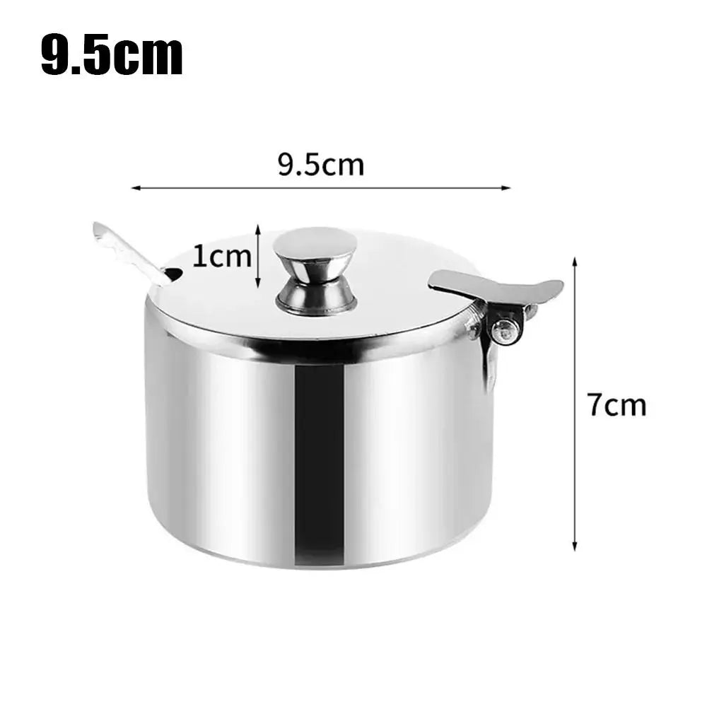 Stainless Steel Sugar Spice Jar with Lid & Spoon | 3 Sizes