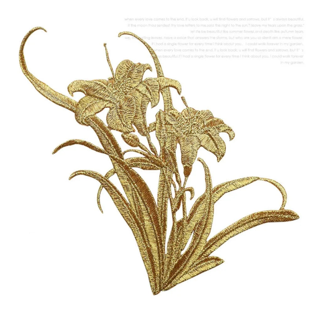 3D Orchid Embroidery Iron-On Patch – Chinese Floral Appliqué