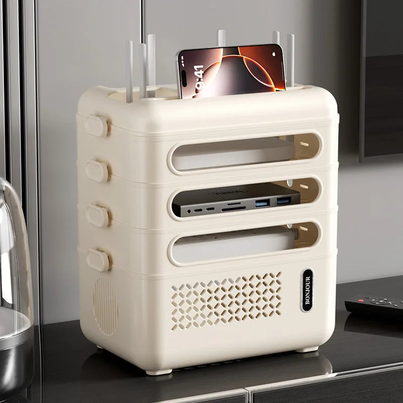 WiFi Router Organizer Box – Cable Management Storage Shelf