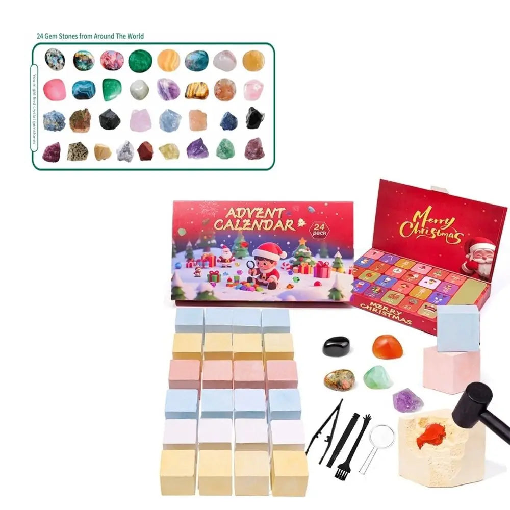 Christmas Crystal Gemstone Advent Calendar – 24-Grid Blind Box