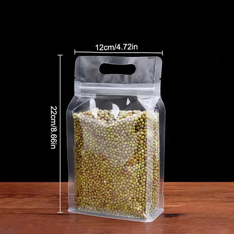 Stand Up Food Storage Bags with Handle – 50pcs Resealable