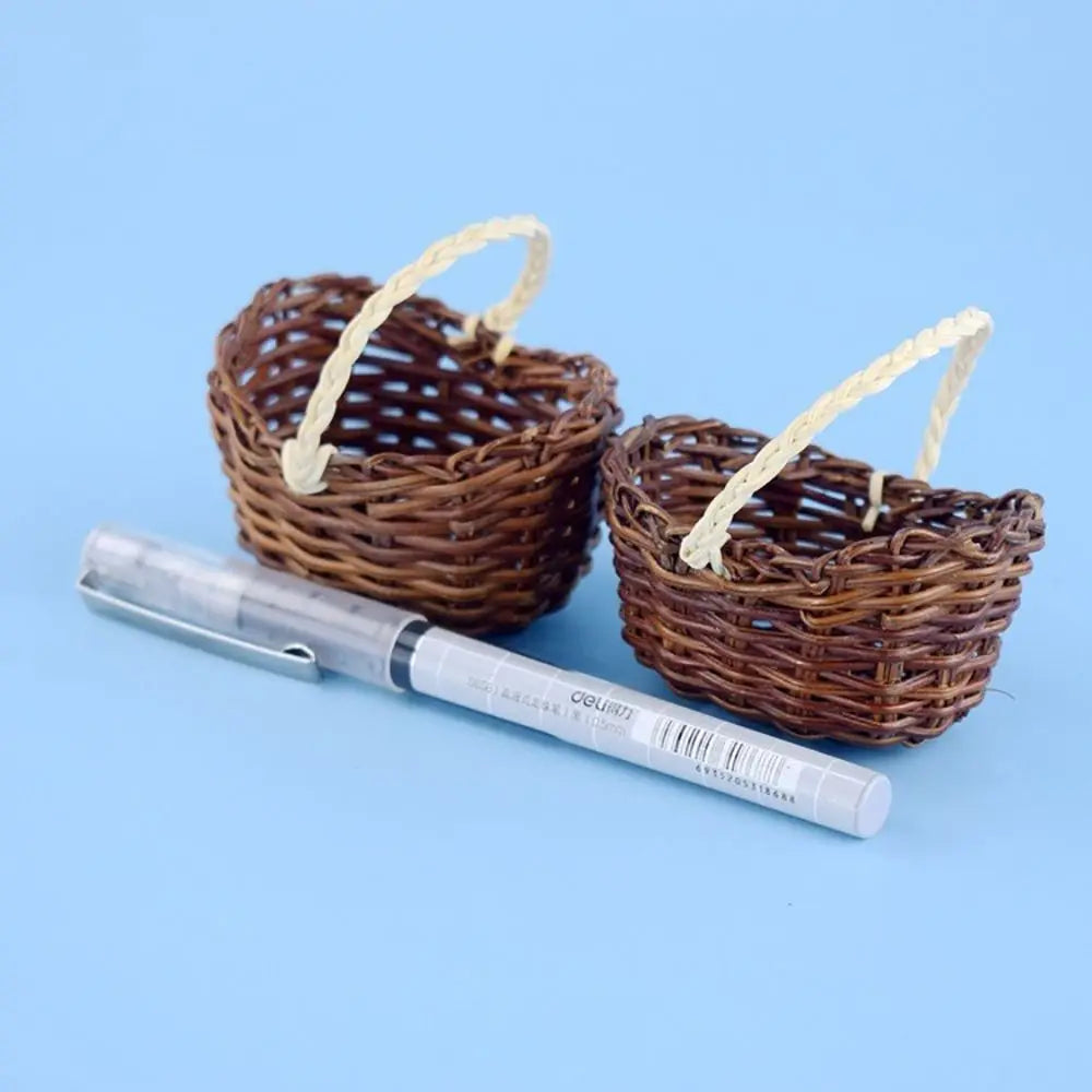 Mini Woven Braid Flower Basket with Handle – Multicolor
