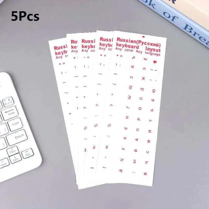 Russian Keyboard Stickers – Waterproof PVC Decals 5-Pack