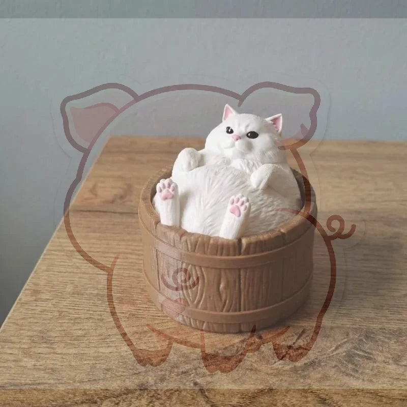 Kawaii Fat Cat Bathtub 3D Printed Fidget Toy & Desktop Decor