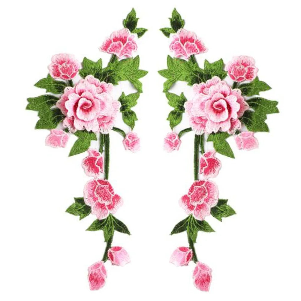3D Floral Embroidery Applique Patch Pair – DIY Wedding Decor