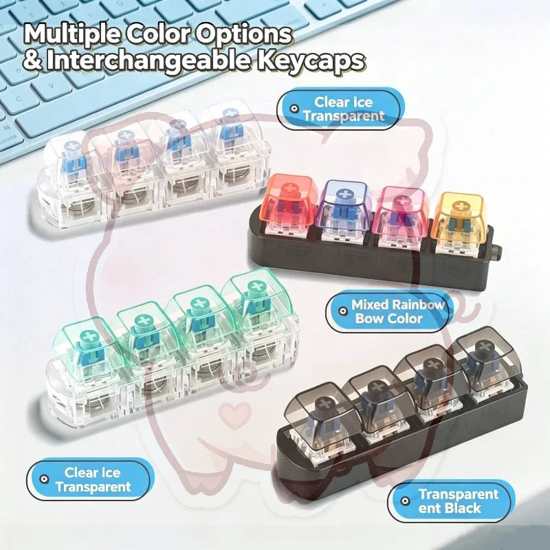 Mechanical Keyboard Fidget Keychain – LED Light-Up Press Toy