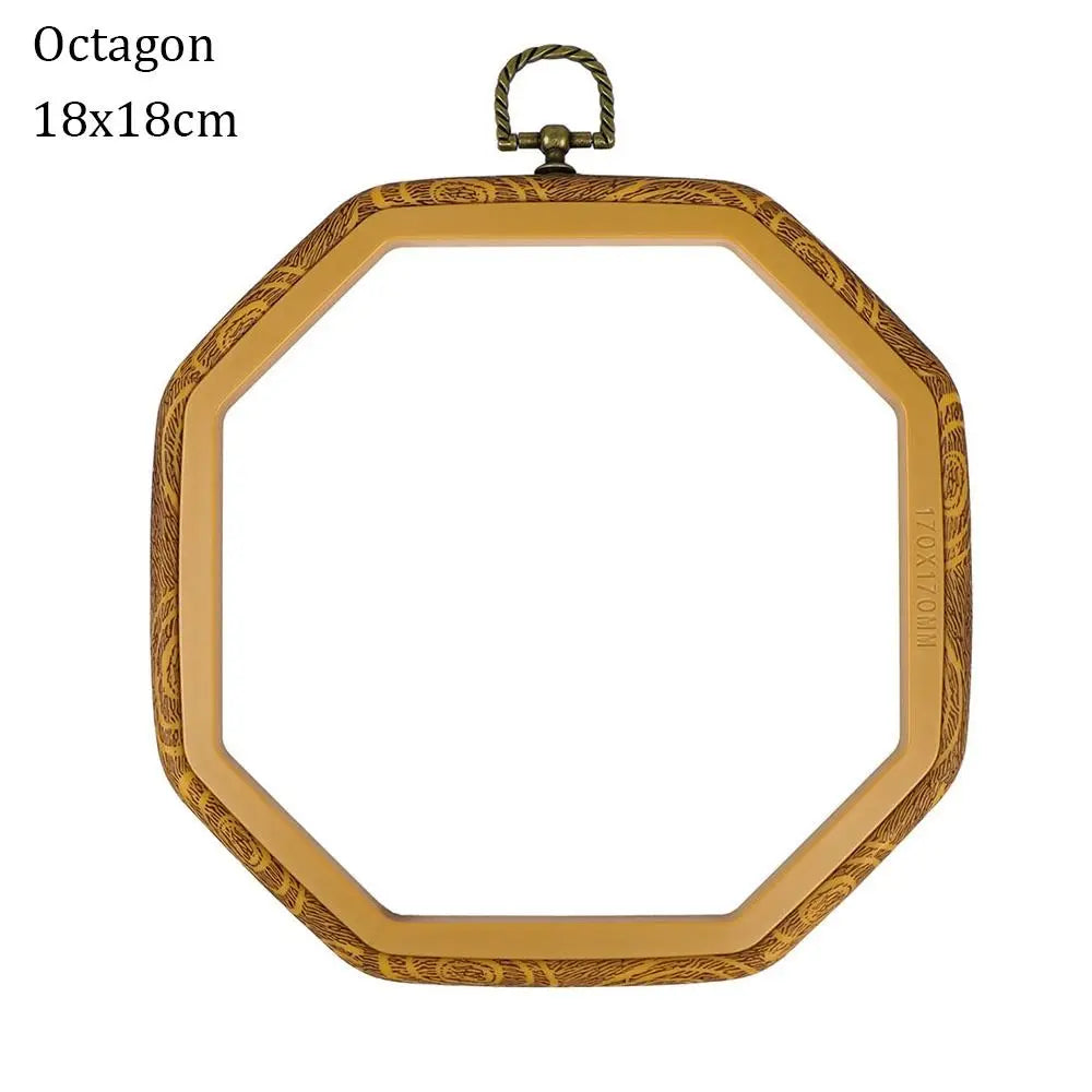 Wood Grain Plastic Embroidery Hoop – Multi-Shape DIY Frame