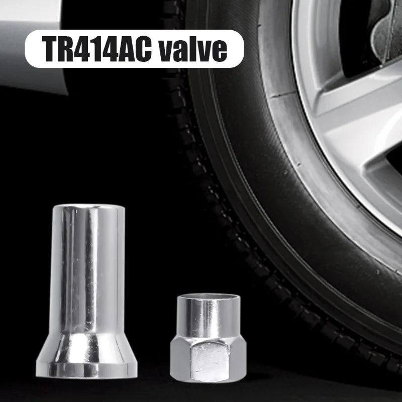 TR414AC Chrome Tire Valve Caps & Sleeve Covers – 5-Pack