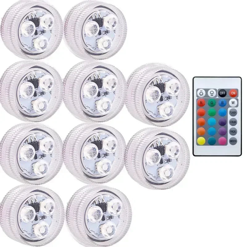 RGB Underwater LED Pool Light – 10 LED Remote IP68 Waterproof