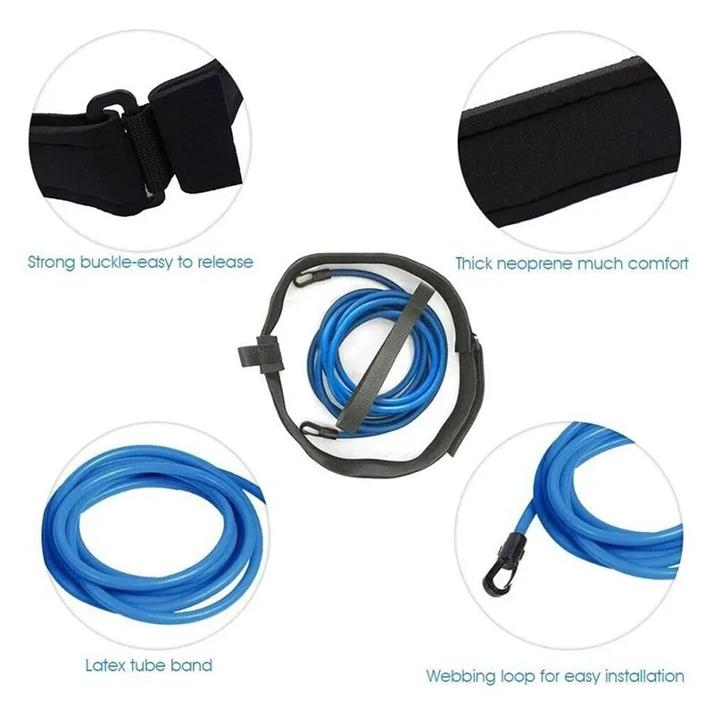 Swim Training Resistance Belt – Latex Elastic Pool Exerciser